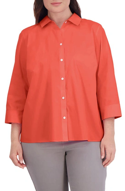 Foxcroft Sandra Cotton Blend Button-up Shirt In Tangerine