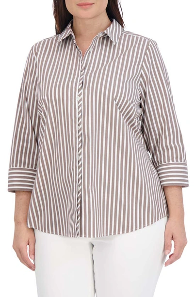 Foxcroft Charlie Stripe Shirt In Brown