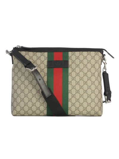 Gucci Supreme Medium Shoulder Bag In Beige Ebony Black
