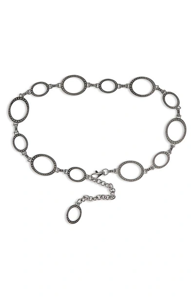 Vince Camuto Crystal Oval Chain Belt In Silver