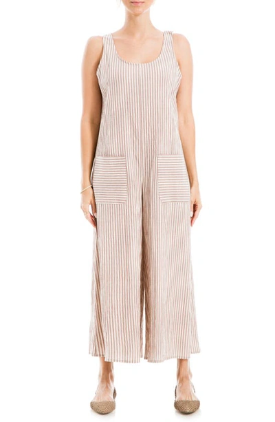 Max Studio Sleeveless Yarn Dye Jumpsuit In Mrsl/ Ivy Stripe