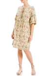 Max Studio Floral Puff Sleeve Shift Dress In Crm/rose Glrsa Dahls