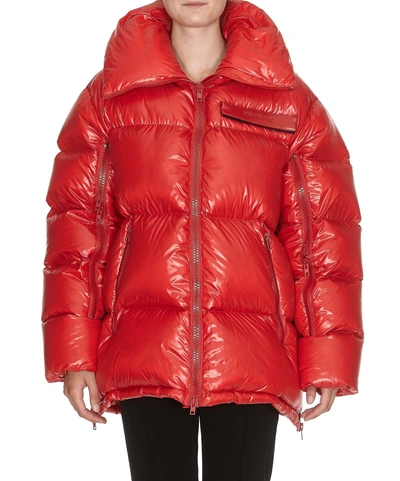 Calvin Klein Red Oversized Padded Jacket In Arancione Scuro
