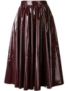 Msgm Faux Patent Full Skirt In Burgundy