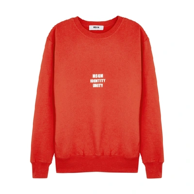 Msgm Red Logo-print Cotton Sweatshirt