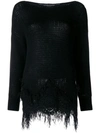 Ermanno Scervino Fringed Sweater In Black
