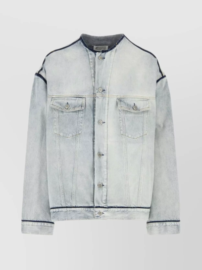 Maison Margiela Collarless Denim Jacket In Pastel