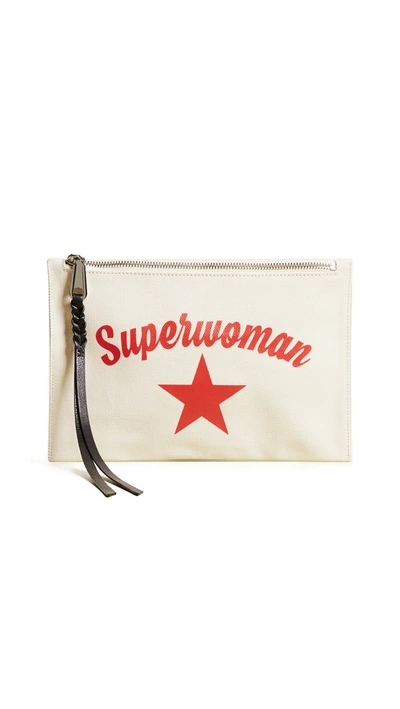 Rebecca Minkoff Superwoman Medium Zip Pouch - Ivory In Cream