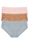 Natori Bliss Perfection 3-pack Bikini Briefs In Seashell,glaze,blue Mist