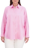 Foxcroft Boyfriend Stretch Button-up Shirt In Bubblegum