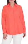 Foxcroft Taylor Long Sleeve Stretch Button-up Shirt In Tangerine