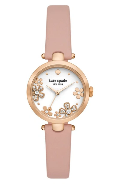 Kate Spade Holland Rose Leather Strap Watch, 28mm In Pink