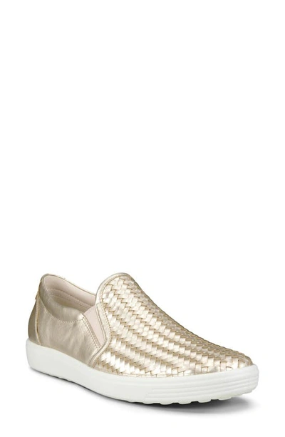Ecco Soft 7 Slip-on Sneaker In Pure White Gold