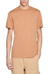 Sandro Cross Cotton T-shirt In Tobacco Brown