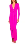 Susana Monaco Plunge Neck Long Sleeve Body-con Dress In Magenta