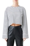 Grey Lab Stripe Crop Top In White/ Navy