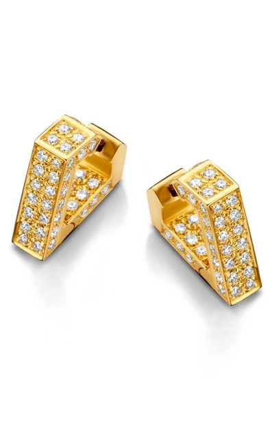 Dries Criel Mini Brute Diamanti Diamond Huggie Hoop Earrings In Yellow Gold