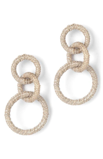 Deepa Gurnani Akari Glitter Wrapped Hoop Earrings In Champagne