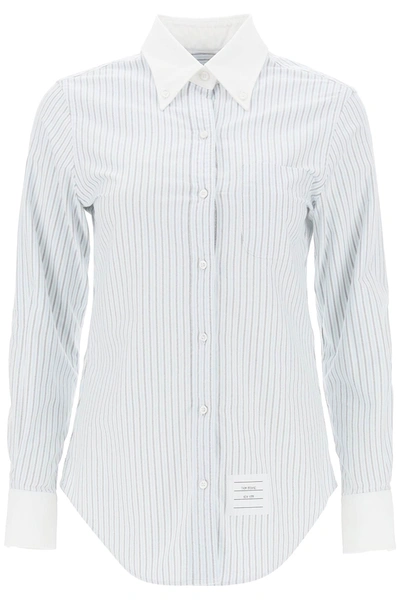 Thom Browne Striped Oxford Shirt In White