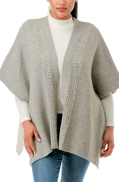 Marcus Adler Dolman Sleeve Pointelle Ruana In Heather Grey