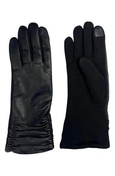 Marcus Adler Ruched Leather Gloves In Black