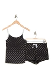 Calvin Klein Stretch Cotton Camisole & Shorts Pajamas In Black Logo