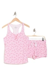Calvin Klein Jersey Tank & Shorts Pajama 2-piece Set In Pink Confetti