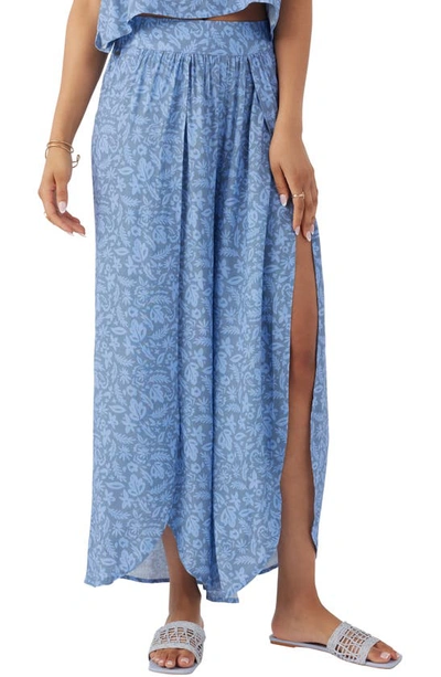 O'neill Tymea Floral Print Slit Leg Trousers In Infinity
