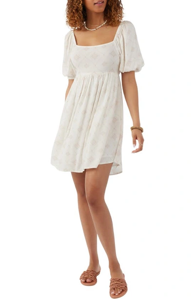 O'neill Briar Cutout Puff Sleeve Babydoll Dress In Winter White