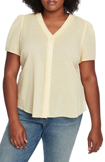 Court & Rowe Clip Dot Cotton Shirt In Yellow Iris