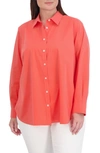 Foxcroft Boyfriend Stretch Button-up Shirt In Tangerine