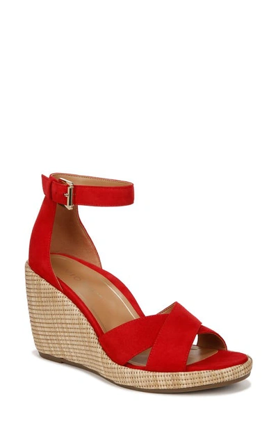 Vionic Marina Ankle Strap Wedge Sandal In Red