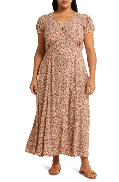 Treasure & Bond Floral Woven Maxi Dress In Ivory- Pink Lora Floral