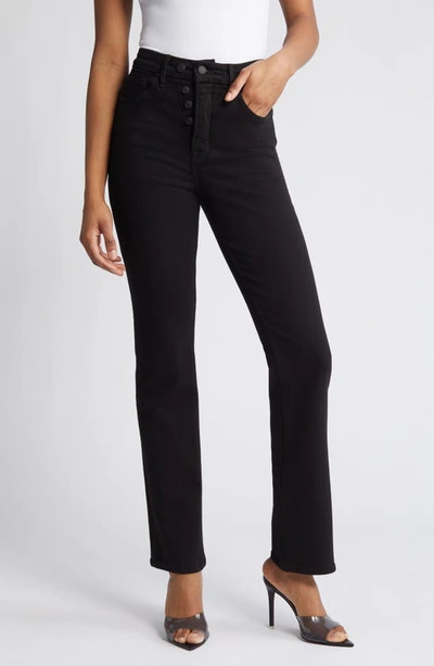 Good American Good Icon Super Compression Straight Leg Jeans In Black001