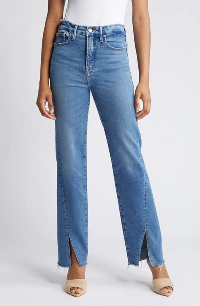 Good American Good Boy Twisted Slit Raw Hem Jeans In Indigo584