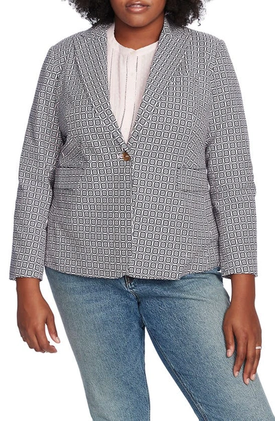 Court & Rowe Tile Floral One-button Blazer In Chambray Pink