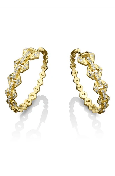 Dries Criel Flowe Pavé Diamond Hoop Earrings In Yellow Gold