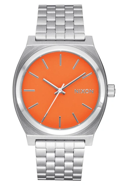 Nixon The Time Teller Bracelet Watch, 37mm In Silver / Mandarin