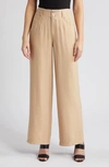 Dkny Crinkle High Waist Wide Leg Pants In Sandalwood