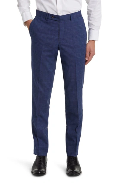 Ted Baker Jefferson Check Wool Blend Dress Pants In Navy