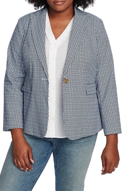 Court & Rowe Tile Floral One-button Blazer In Sea Spray