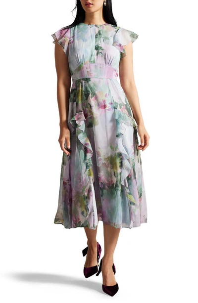 slim fit dress slacks Ted Baker Size 3 Grey Midi Dress