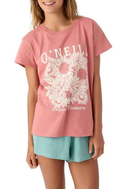 O'neill Kids' Heritage Daisy Cotton Graphic Crop T-shirt In Canyon Rose