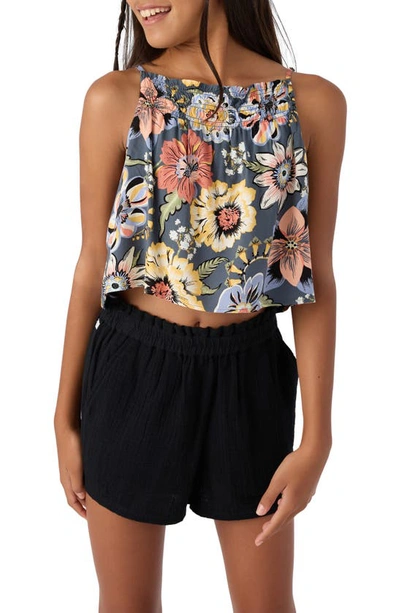 O'neill Kids' Indyah Floral Crop Camisole In Slate