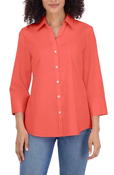 Foxcroft Mary Button-up Blouse In Tangerine