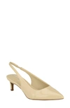 Calvin Klein Dainty Kitten Heel Pointed Toe Slingback Pump In Cream Patent