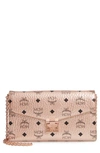 Mcm Millie Visetos Canvas Wallet On A Chain In Champagne Gold
