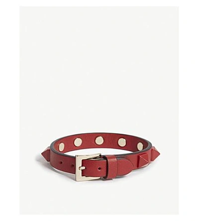 Valentino Garavani Rockstud Small Leather Bracelet In Red/red