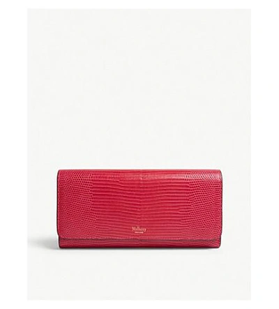 Mulberry Leather Lizard Effect Wallet In Deep Pink