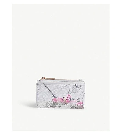 Ted Baker Floral-print Mini Wallet In Grey